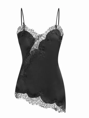 Svart spetslinnetopp i satin - Aldrig använts, prislapp kvar