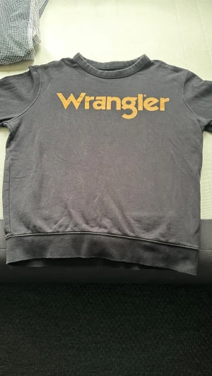 Sweatshirt från Wrangler - Svart sweatshirt från Wrangler med stort gult logotryck på bröstet. Riktigt skön. STORLEK M 