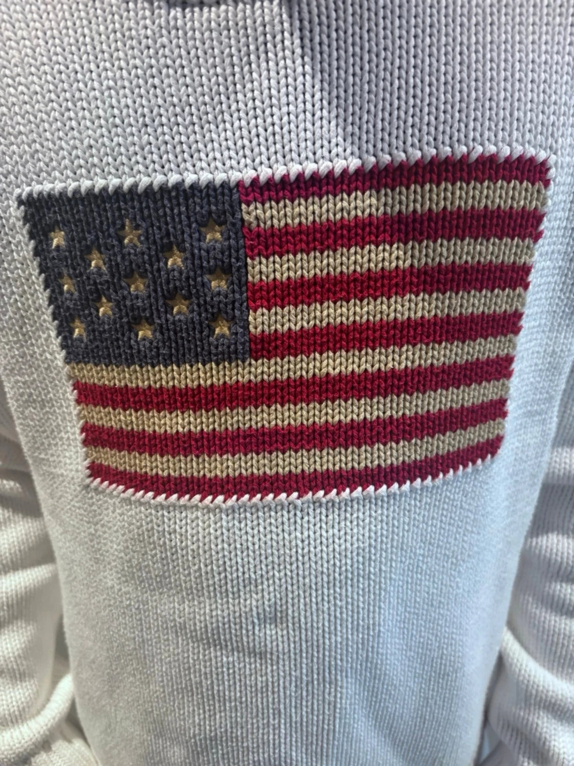 Vit stickad tröja med USA soppa - 1