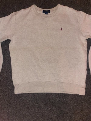 Ljusgrå sweatshirt från Polo Ralph Lauren - Ljusgrå sweatshirt från Polo Ralph Lauren med klassisk rund halsringning och den ikoniska lilla röda logon broderad på bröstet. Tröjan har ribbade muddar vid ärmslut och nederkant. Tillverkad i mjukt bomullsmaterial för en skön och avslappnad look.