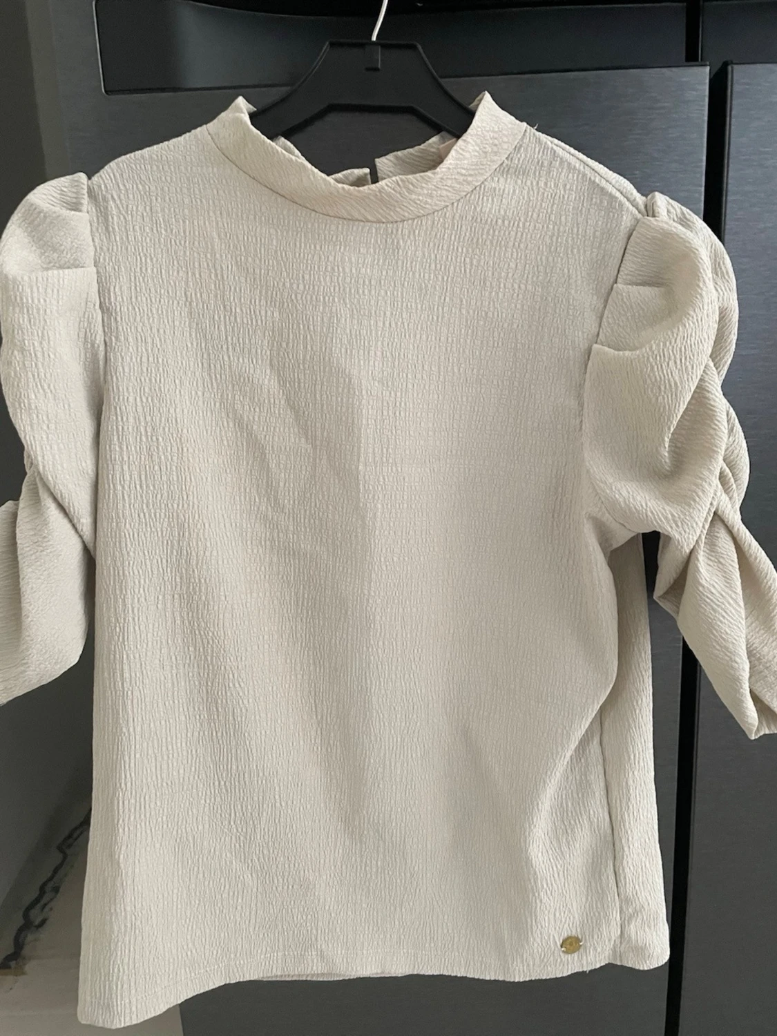 Pernilla Wahlgren Beige blus med puffärmar