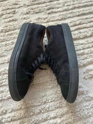 Myrqvist mörkblå  - Stilrena svarta sneakers med låg profil och tjock sula. Ovandelen är i mocka och skorna har svarta skosnören. Perfekta för dig som gillar en clean och enkel look. Passar till det mesta och är lätta att matcha.