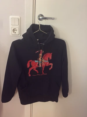 Hoodie  - En svart fröken snusk hoodie i storlek XS, lappen med storlek har ramlat av men den är i XS. Den har snören och luva, en ficka där framme på magen, trycket på fröken snusk är kvar. Ingen färg som farit bort, tröjan är från Justhoods.