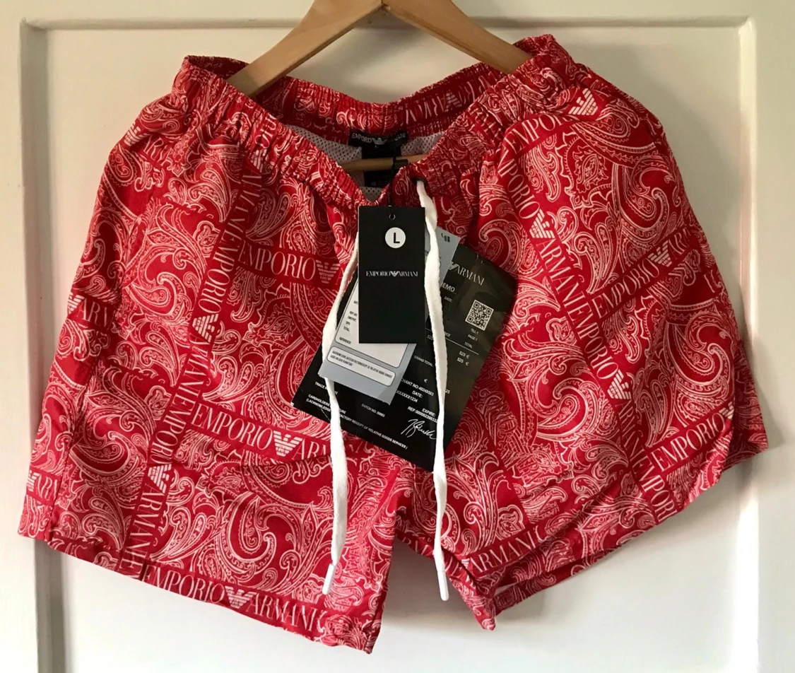 Röda badbyxor Emporio Armani paisley - 1