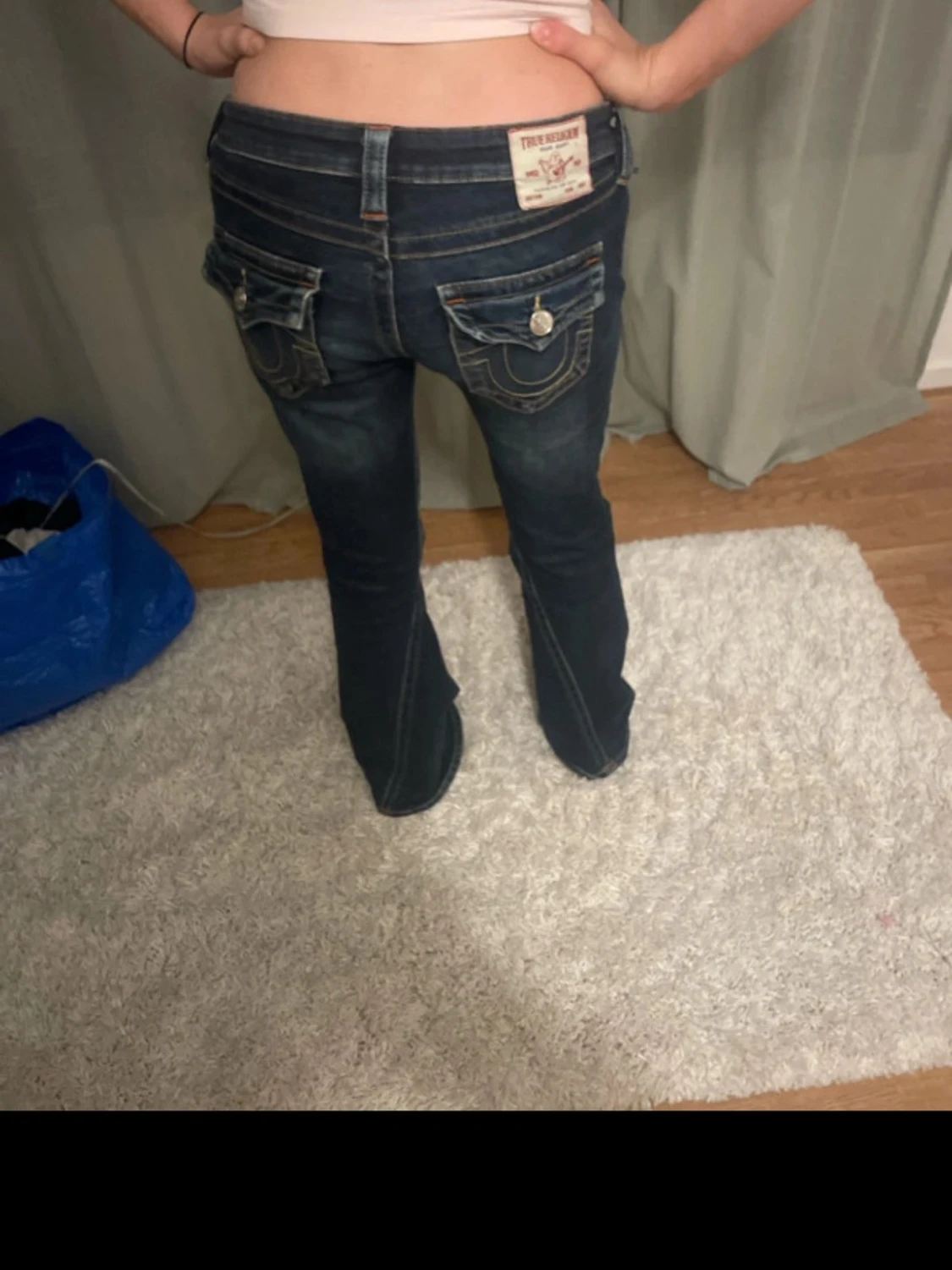Mörkblå bootcut jeans - 4