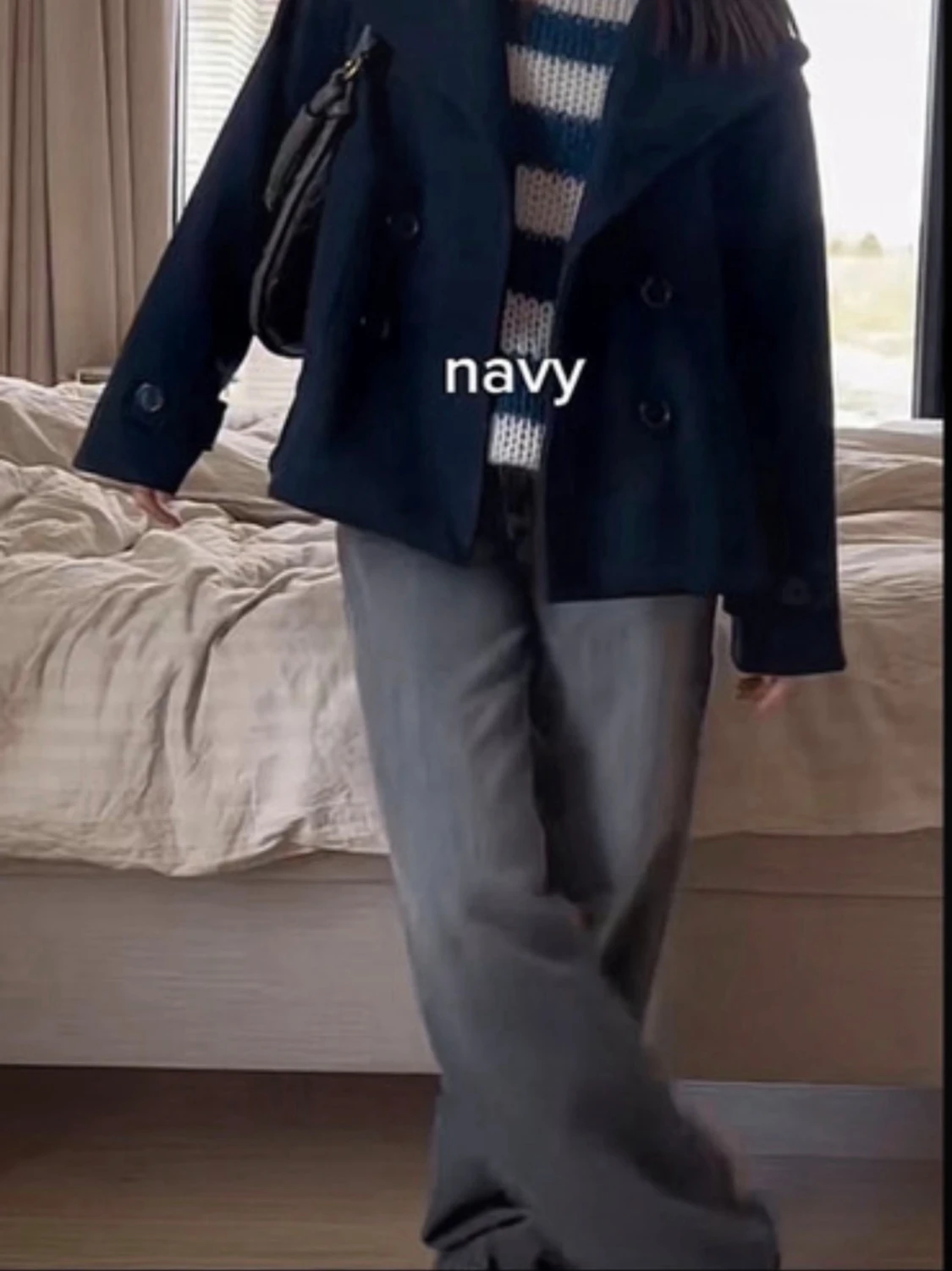 Mörkblå skepparkavaj med dubbelknäppning - 1