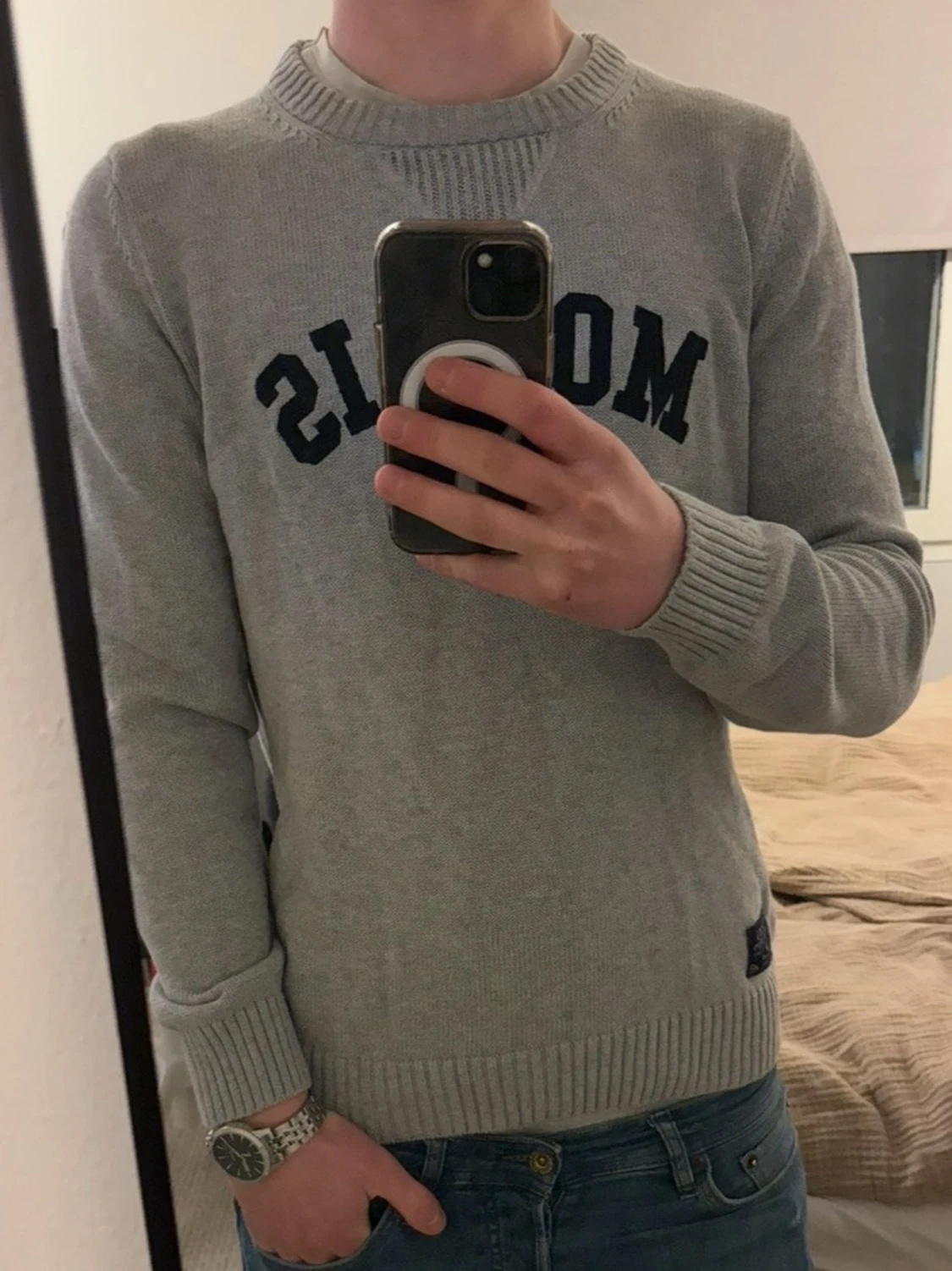 Grå stickad tröja från Morris - 1