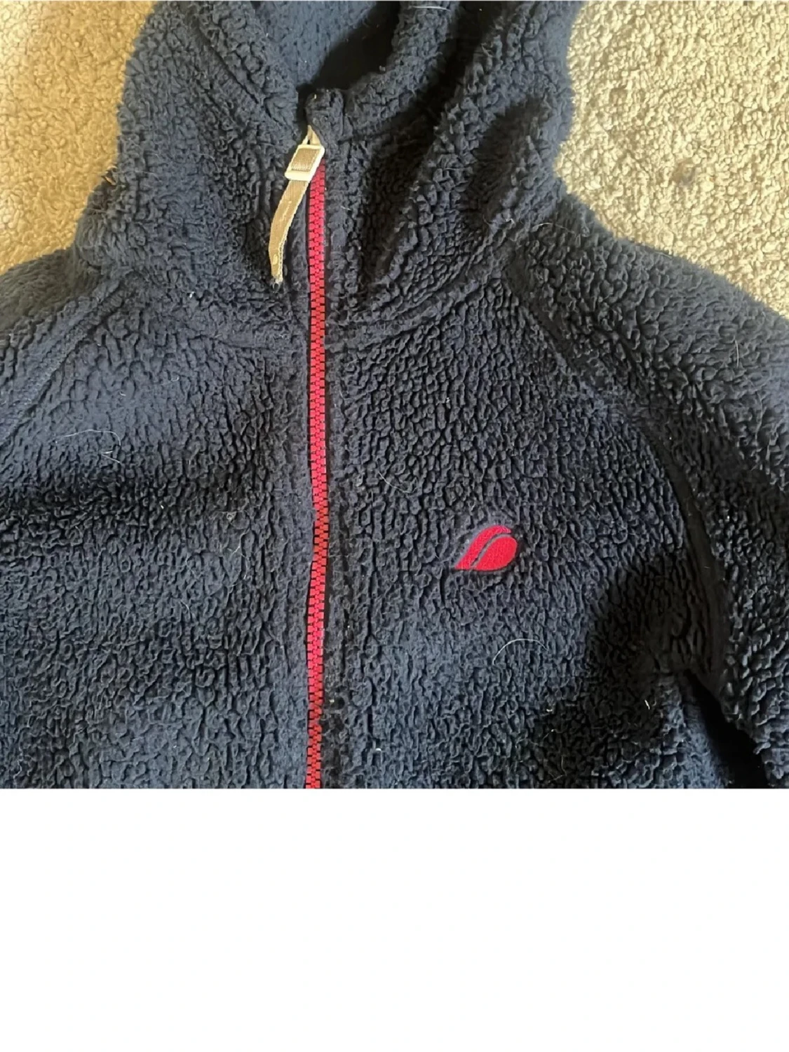 Mörkblå fleecehoodie med dragkedja - 2