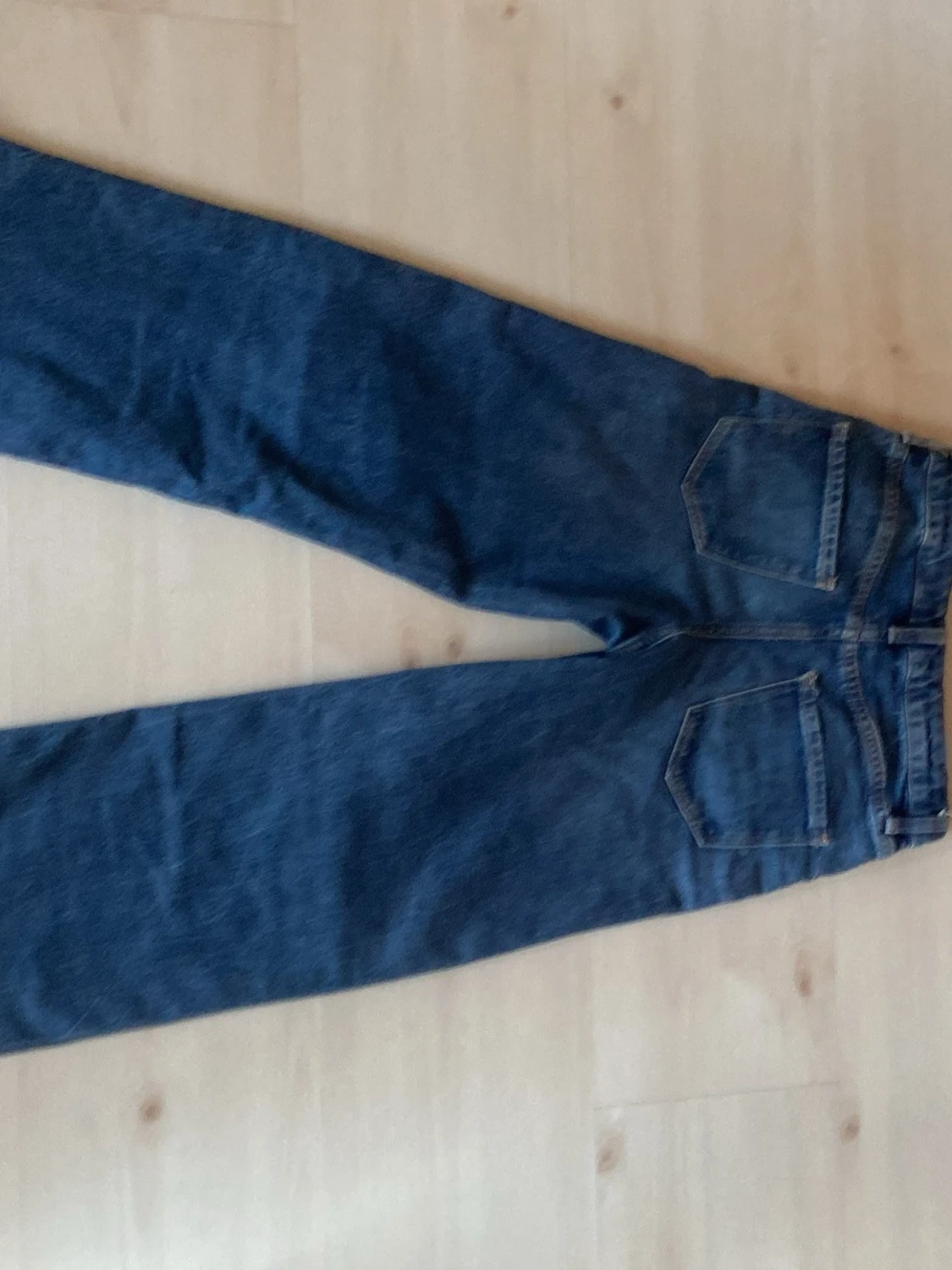 Blå raka jeans med hög midja - 2