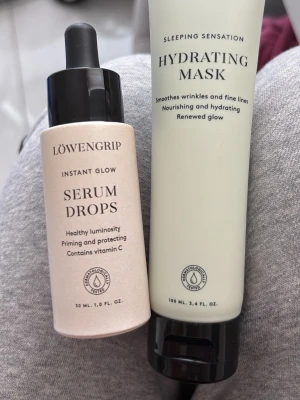 Löwengrip serum & återfuktande mask - Löwengrip Instant Glow Serum Drops och Sleeping Sensation Hydrating Mask. Fick som gåva men används ej.