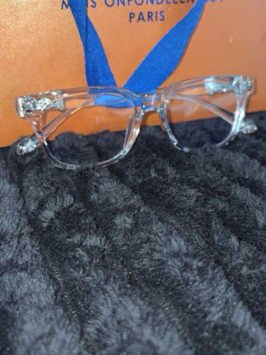 Chrome heart clear glasses