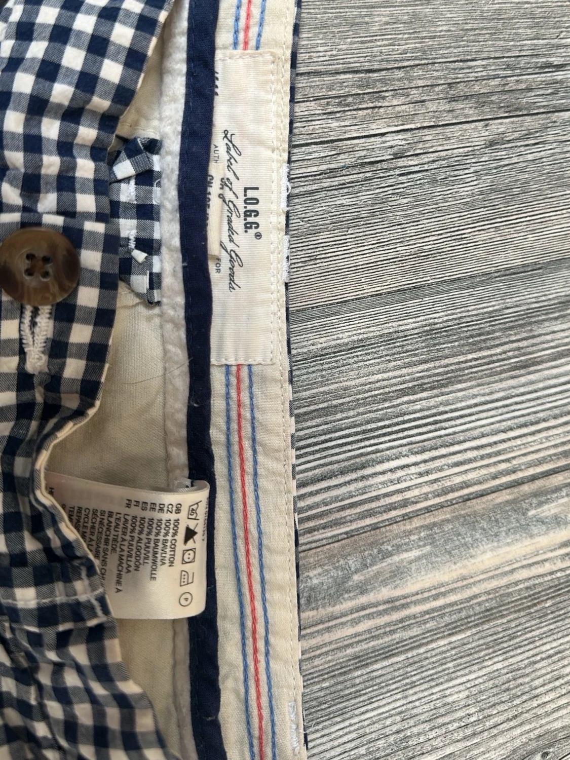Rutiga blåvita shorts med knappar - 2