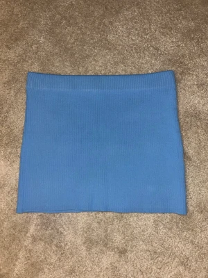Blå ribbad kortkjol från Zara - Säljer en blå ribbad kortkjol från Zara. Kjolen har en enkel, tight passform och är gjord i ett stretchigt material som sitter snyggt på kroppen. Perfekt att matcha med en crop top eller oversized hoodie. Den passar absolut som S också