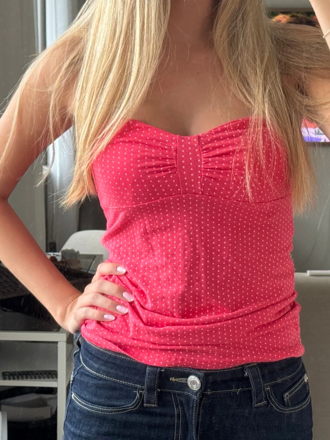 Rosa prickig bandeu topp - 1