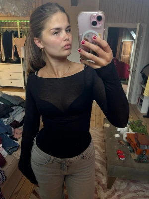 Svart intimissimi topp - Säljer en svart mesh topp med långa ärmar och bred, rundad urringning från intimissimi❤️