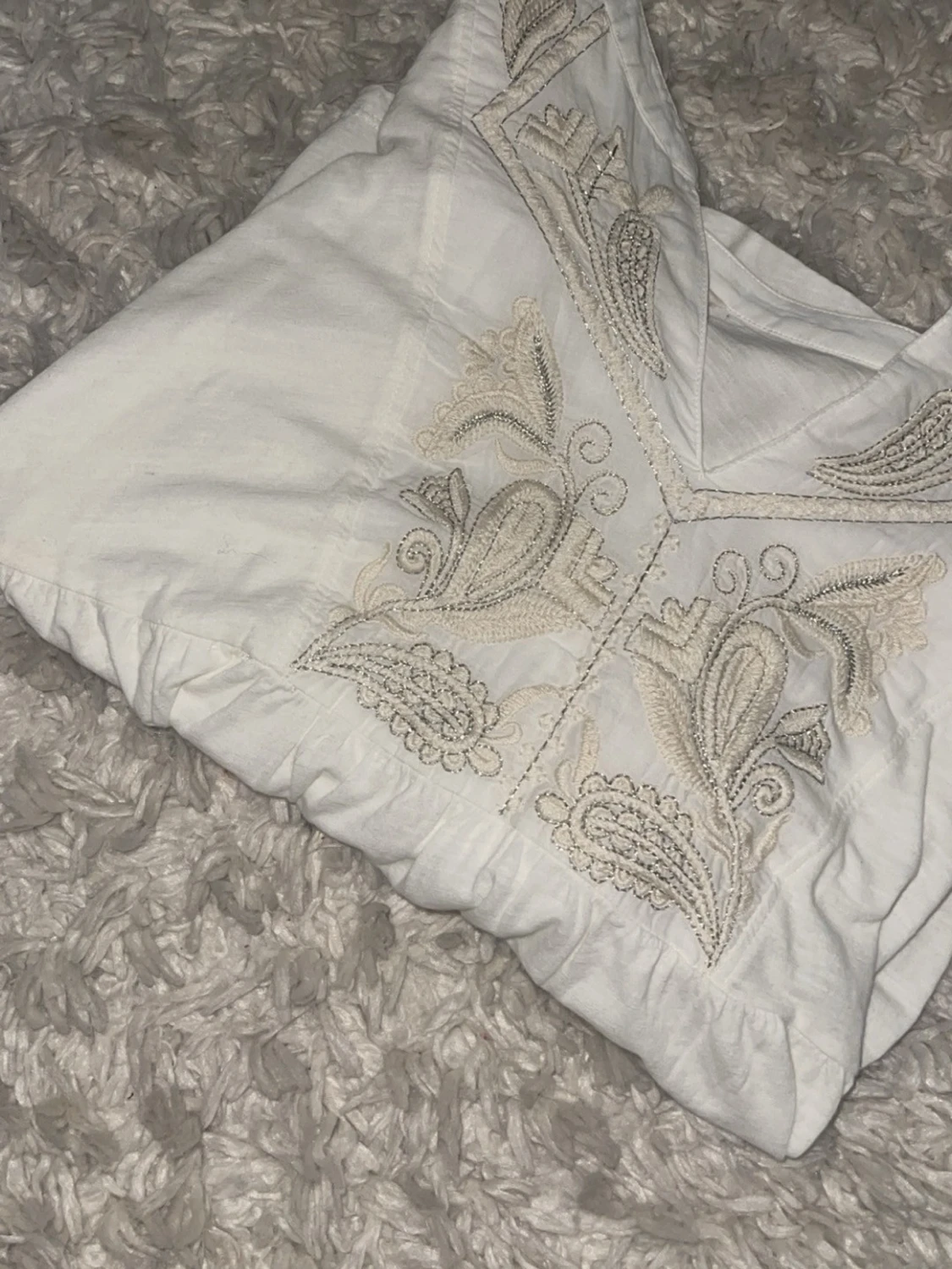 Vit boho-blus med broderi - 1