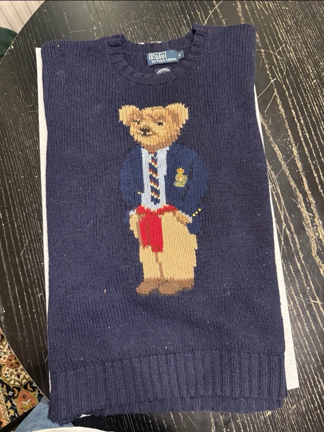 Mörkblå stickad tröja Polo Bear - 2