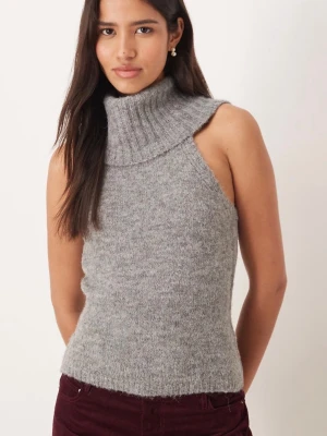 Topp från gina - SÅÅ snygg grå stickad topp med polokrage