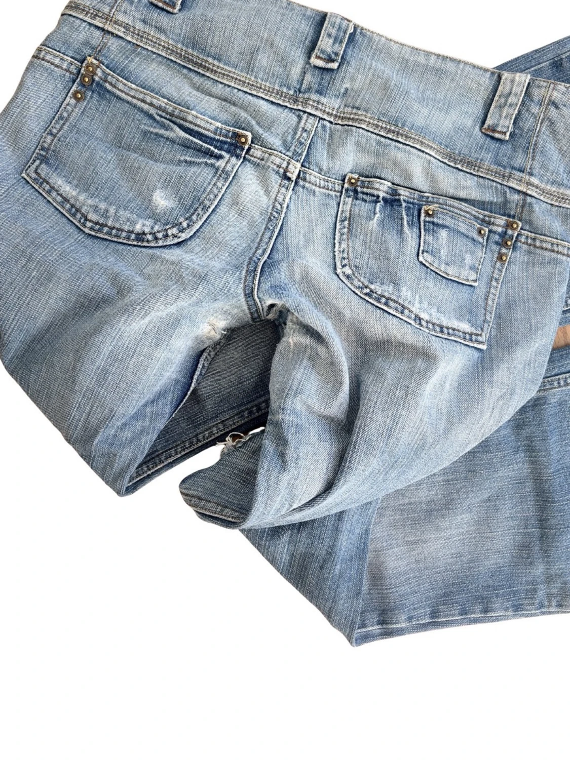 Vintage superlågmidjade bootcut jeans med slitningar - 1