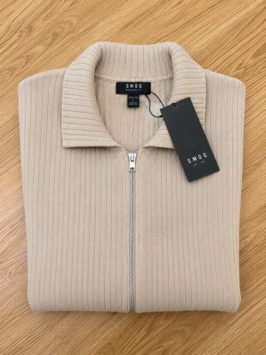 Beige ribbad ziptröja från SMOG