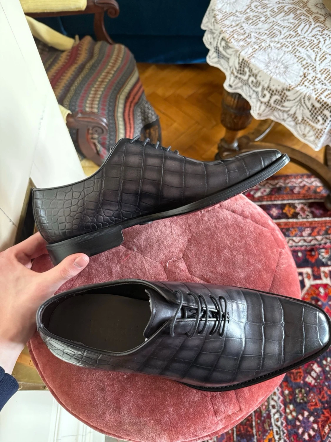 Berluti Miro Soft croc-embossed skor - 3