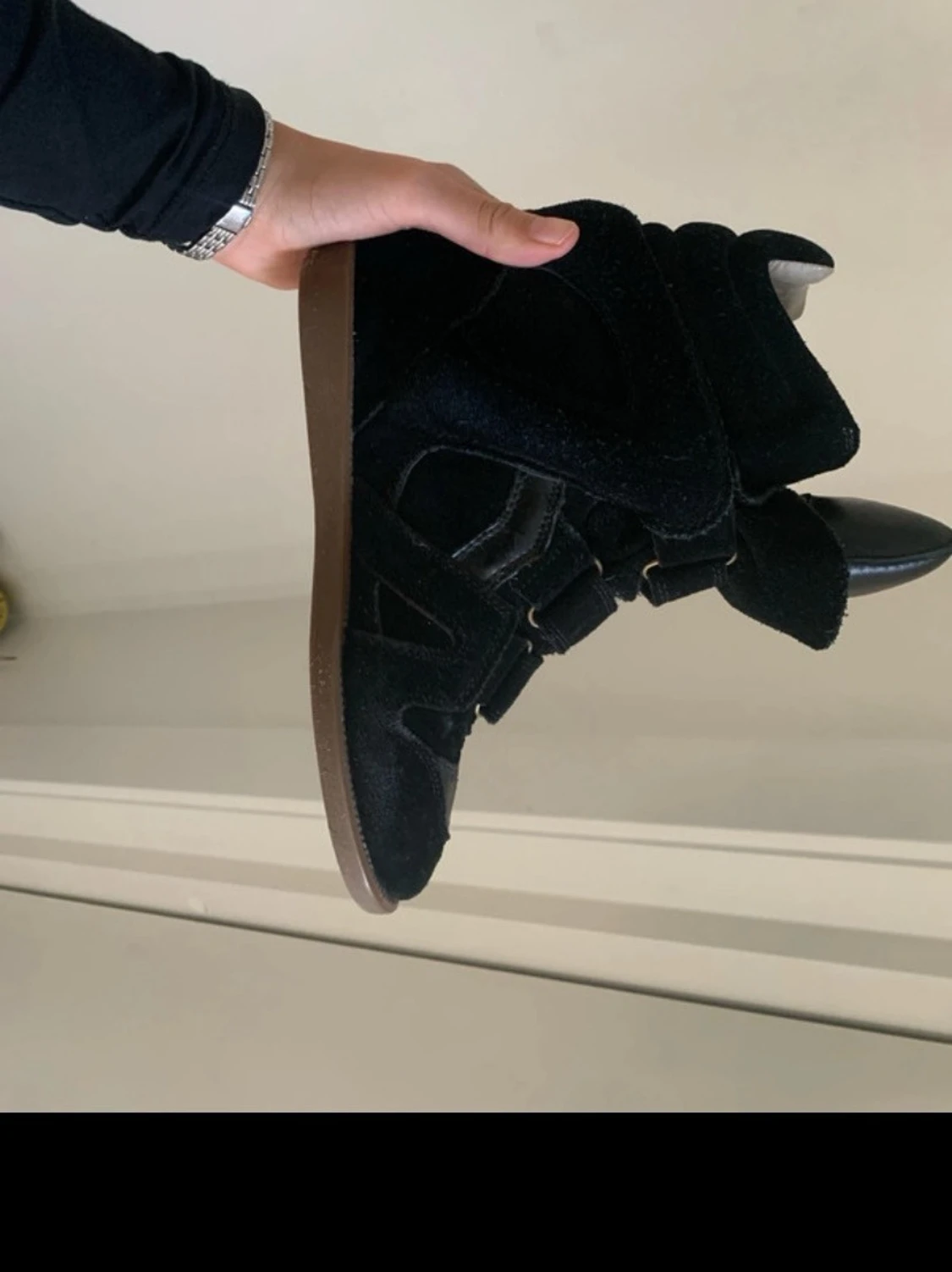 Isabel Marant svarta sneakers med kardborre - 7
