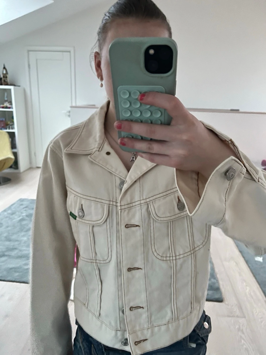 Vit jeansjacka från Benetton