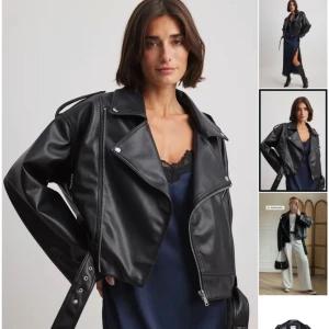 Skinnjacka - Säljer min svarta skinnjacka som jag köpt på NA-KD, stor i storlek är den för att va 34