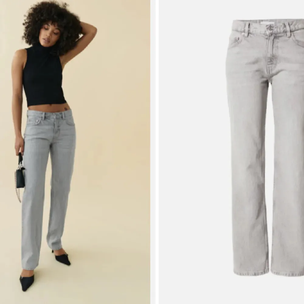 Gina low straight gråa jeans, använt två ggr!. Jeans & Byxor.