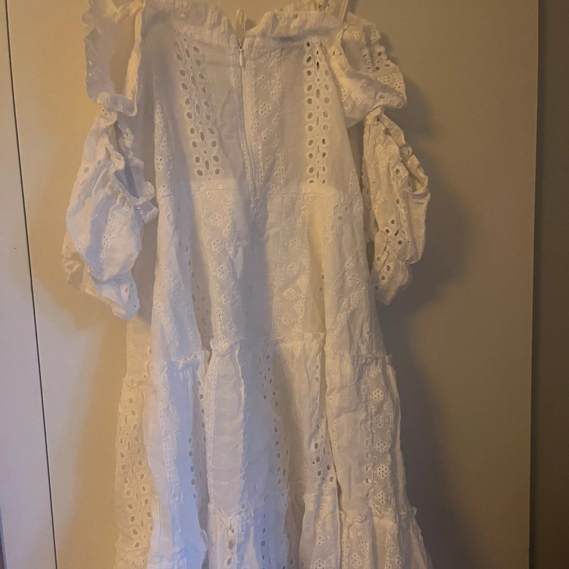 Vit kort sommar student broderi anglais klänning - 93