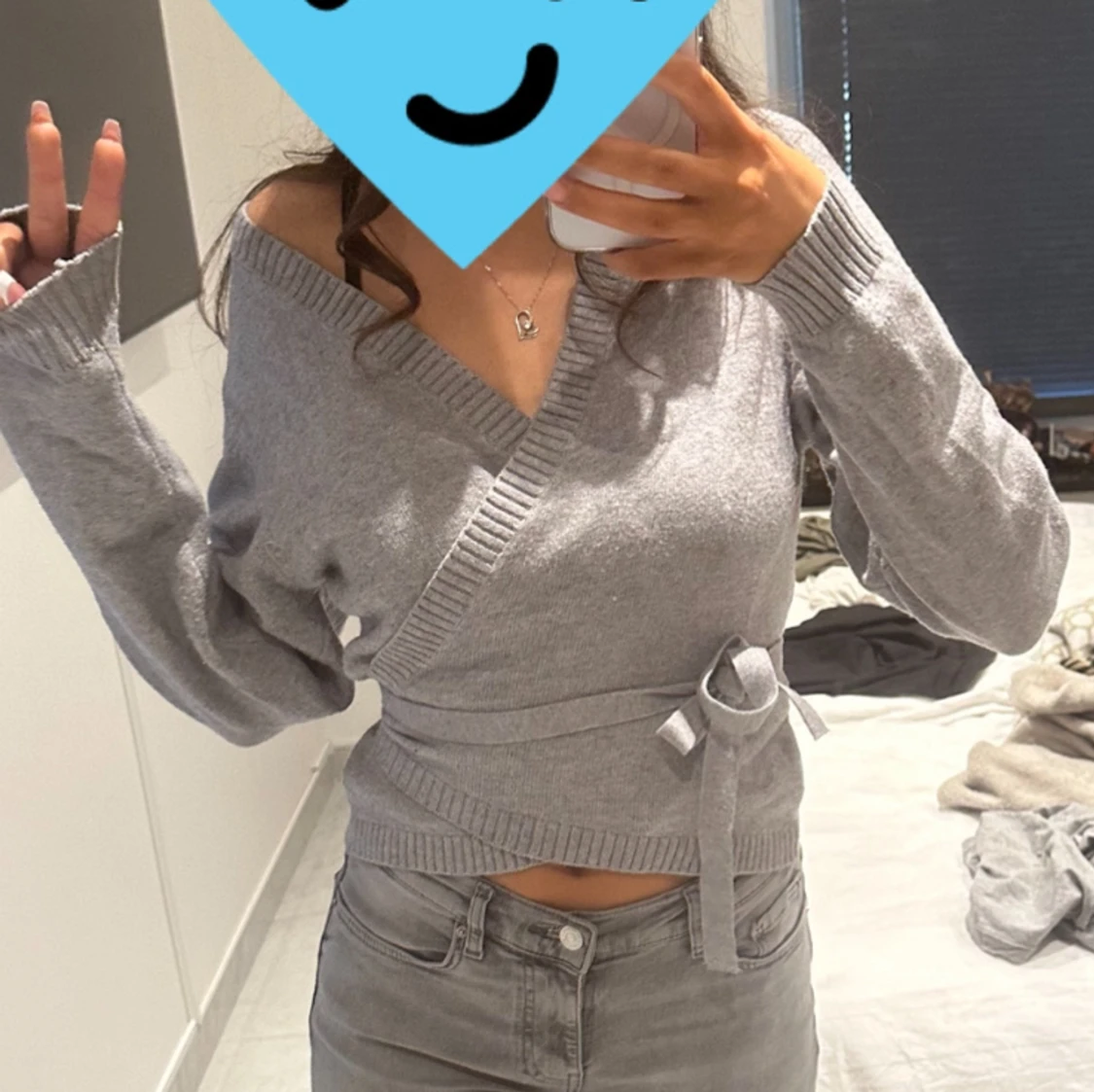 Grå stickad 🩶 - 90