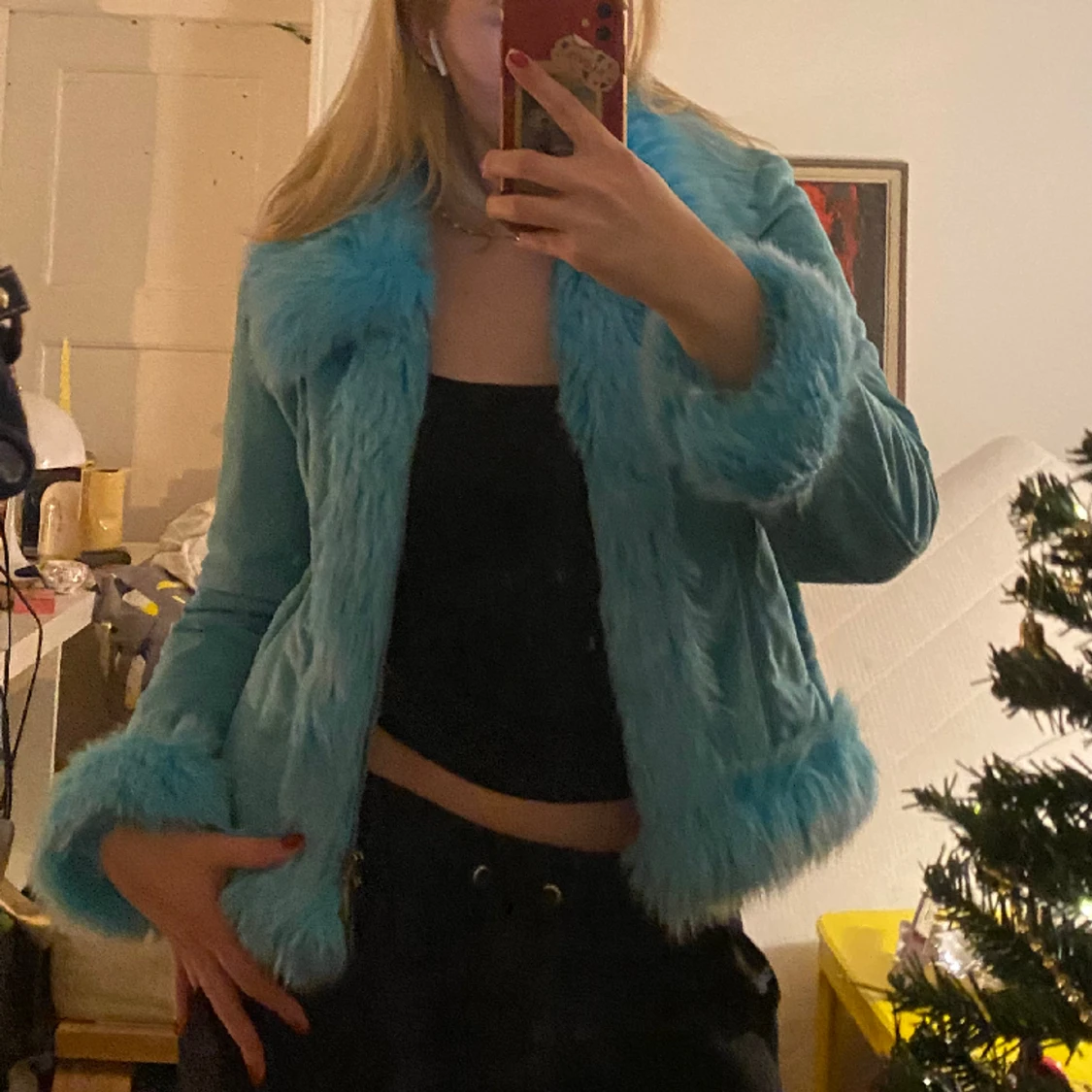 Vintage fuskpälsjacka💙