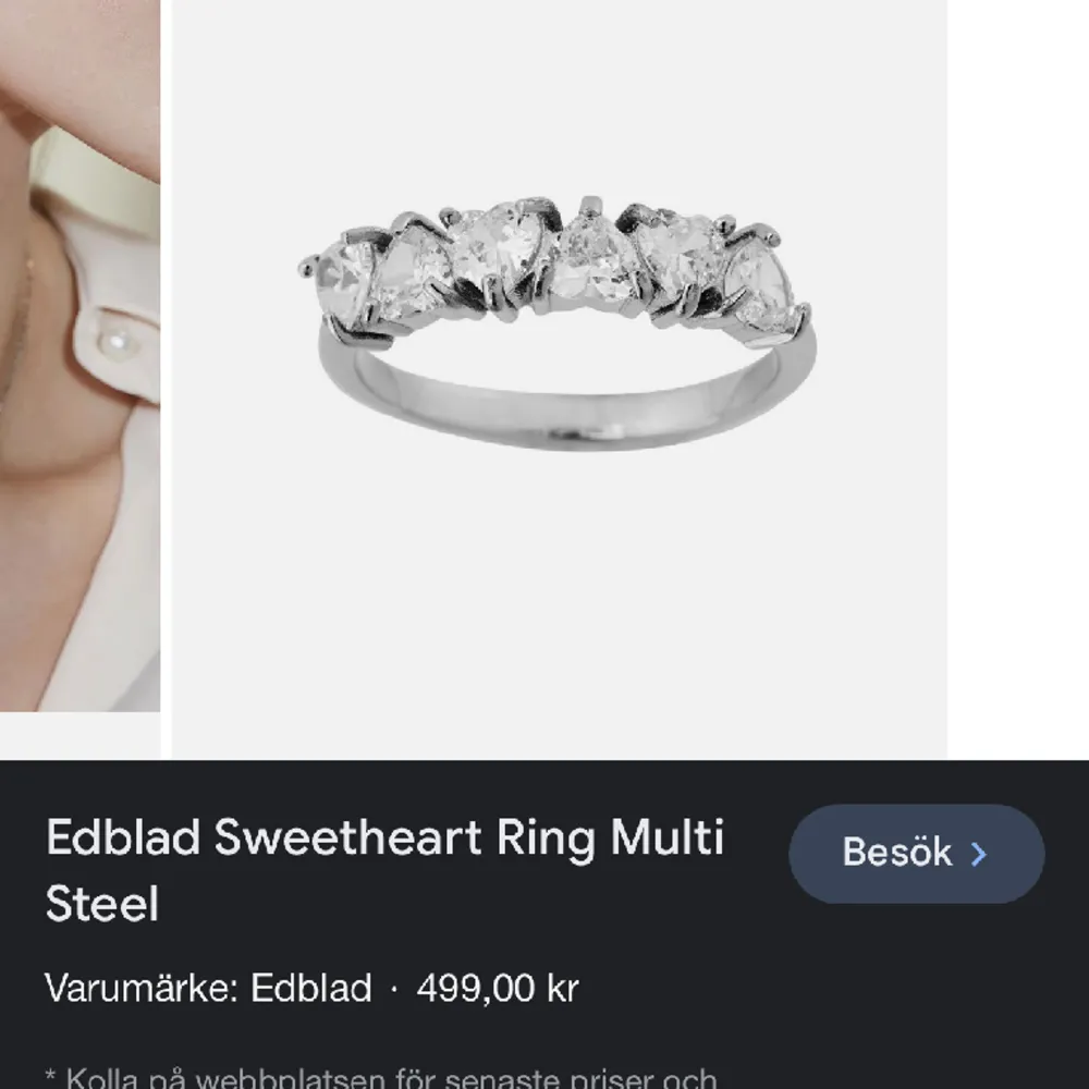 Edblad Sweetheart ring, silver. Ser lite guldig ut på första bilden pga ljuset, men den är silvrig. Väldigt fint skick, syns inte att den blivit använd 😇. Accessoarer.