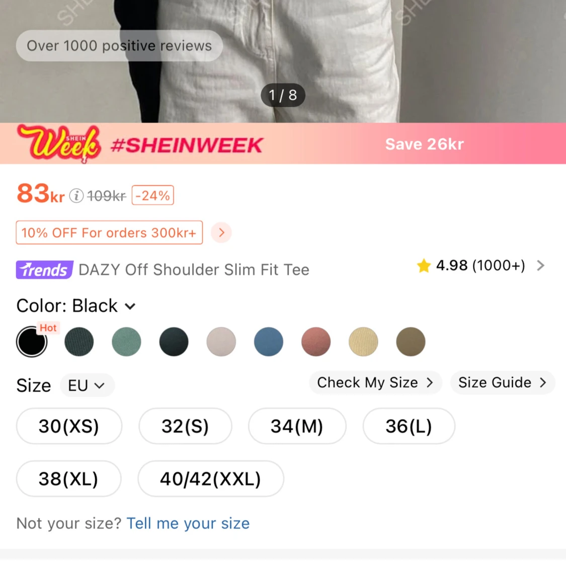 Svart off shoulder tröja - 92