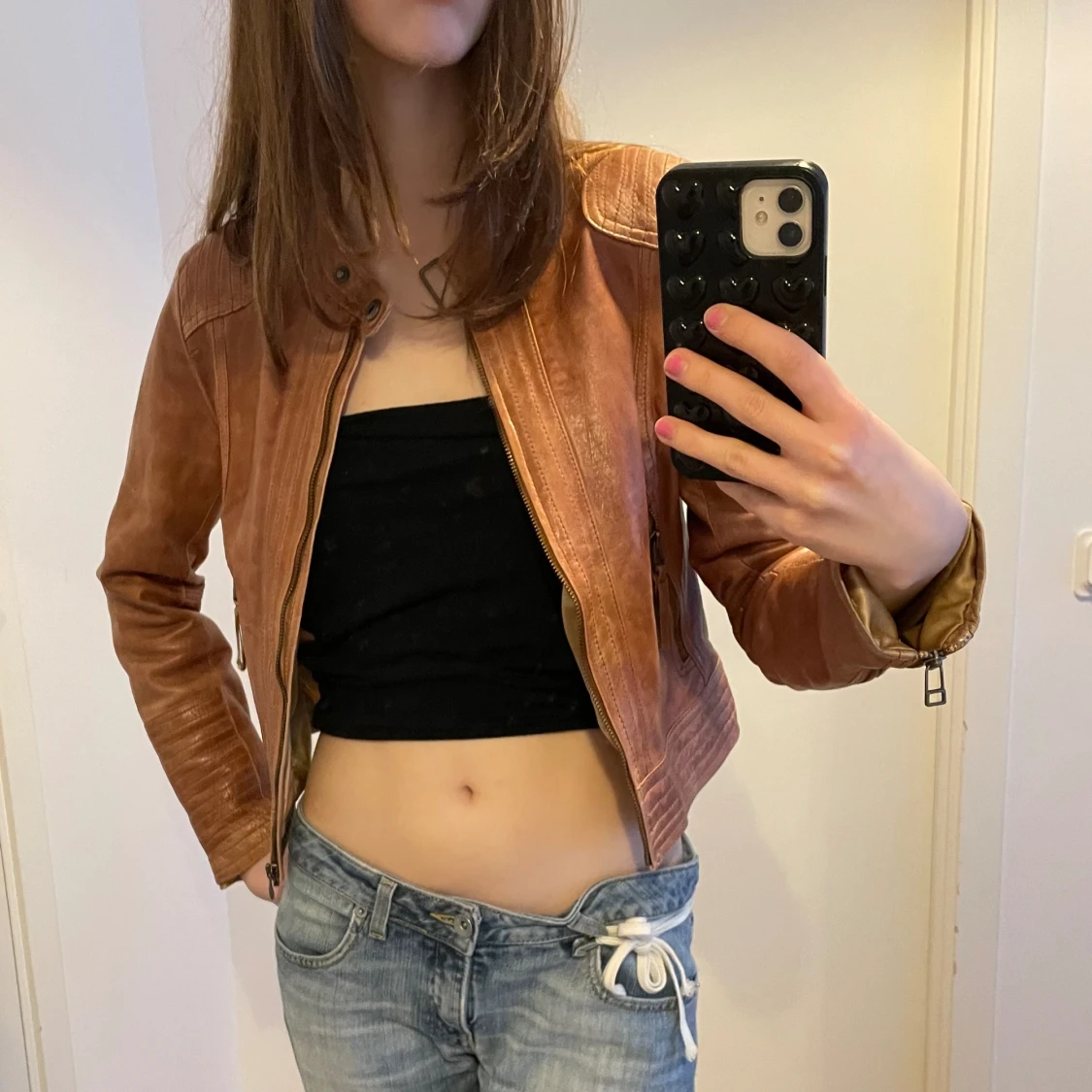 brun läderjacka - 92