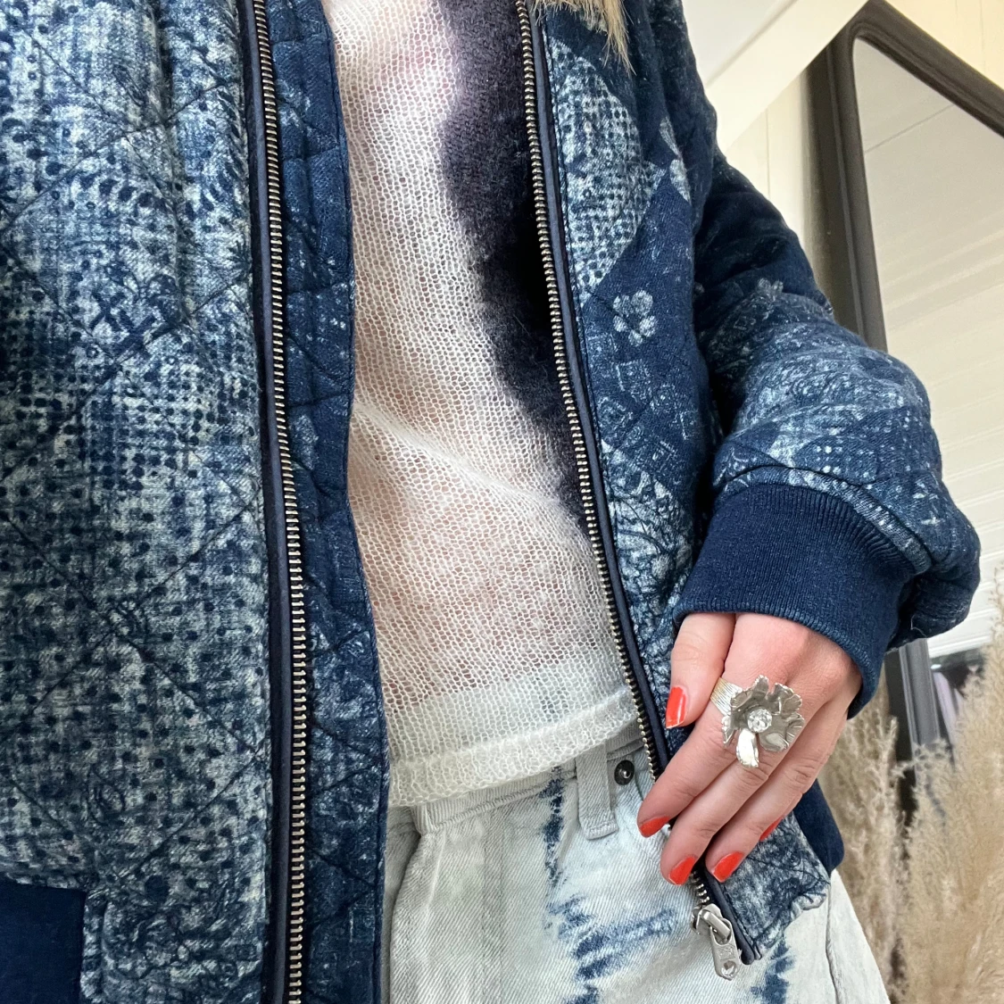 Cool vår jacka med mönster - 90