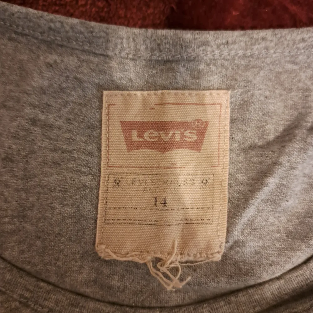 Grå T-shirt från Levi's i bra skick. Skulle säga att de är en XS. Säljs då den inte kommer till andvänding längre. Bredd 38,5 cm, Längd 57 cm. Köparen står för frakten. Skriv vid funderingar💕. T-shirts.
