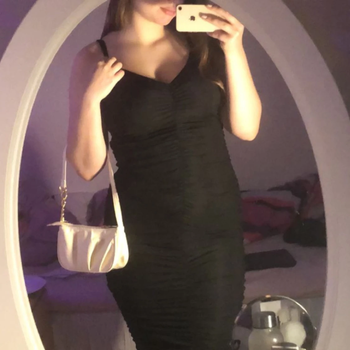 Ruched klänning Svart