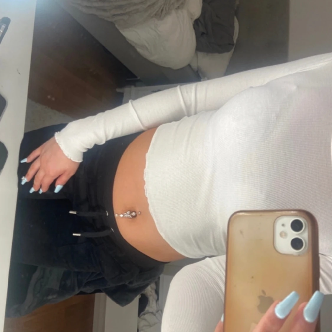 Vit långärmad  - 90