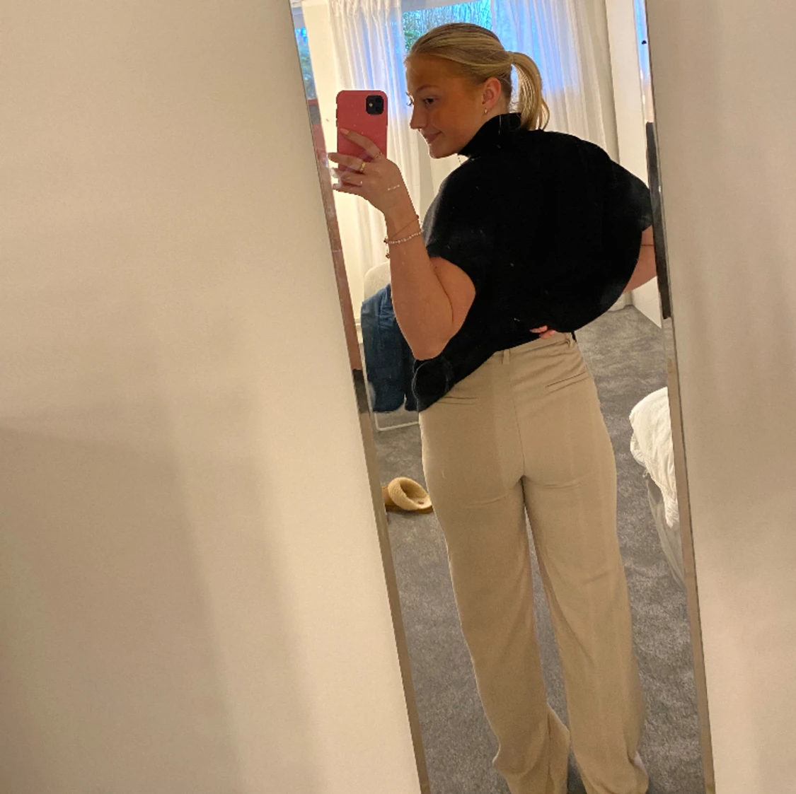 Beiga kostymbyxor - 90