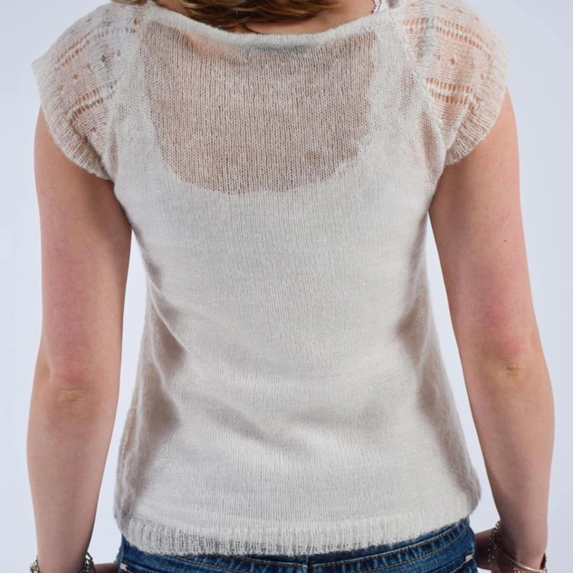 Vit stickad topp - 90