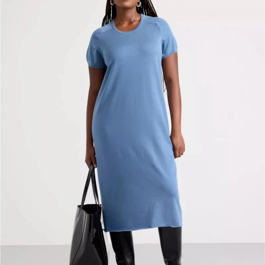 Blå stickad klänning - 91