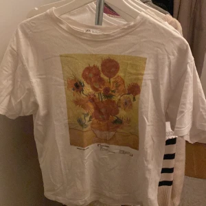 Tröja med tryck💕 - Bra skick, snygg tröja från zara, säljer pågrund av att den inte riktigt är min stil längre💕