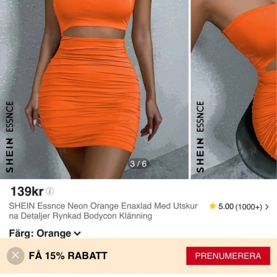 Orange klänning stl S från SHEIN  - 91