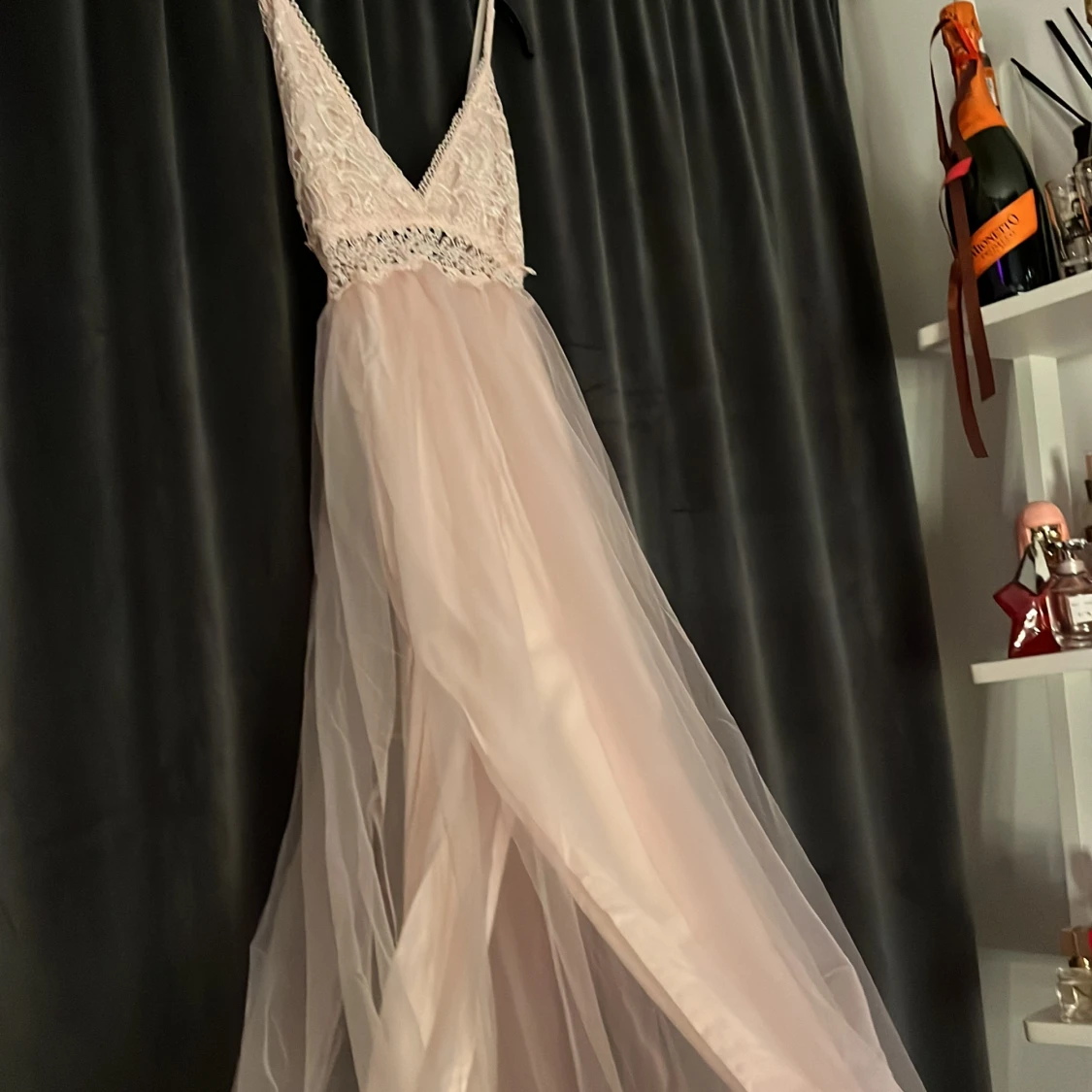 Rosa balklänning med slits - 90