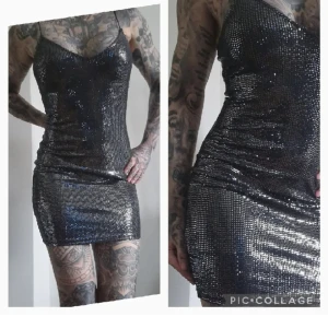 Paljettklänning  - Så snygg klänning. Svart/silver. Size S.