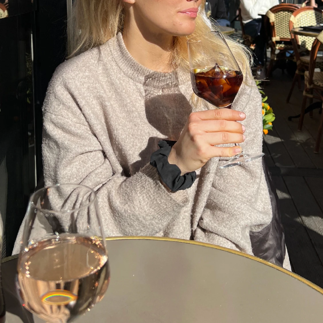 Beige stickad tröja - 90