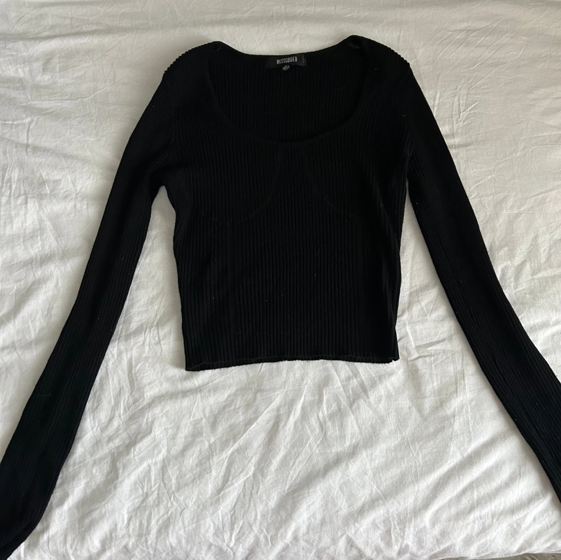 Ribbad långärmad tröja