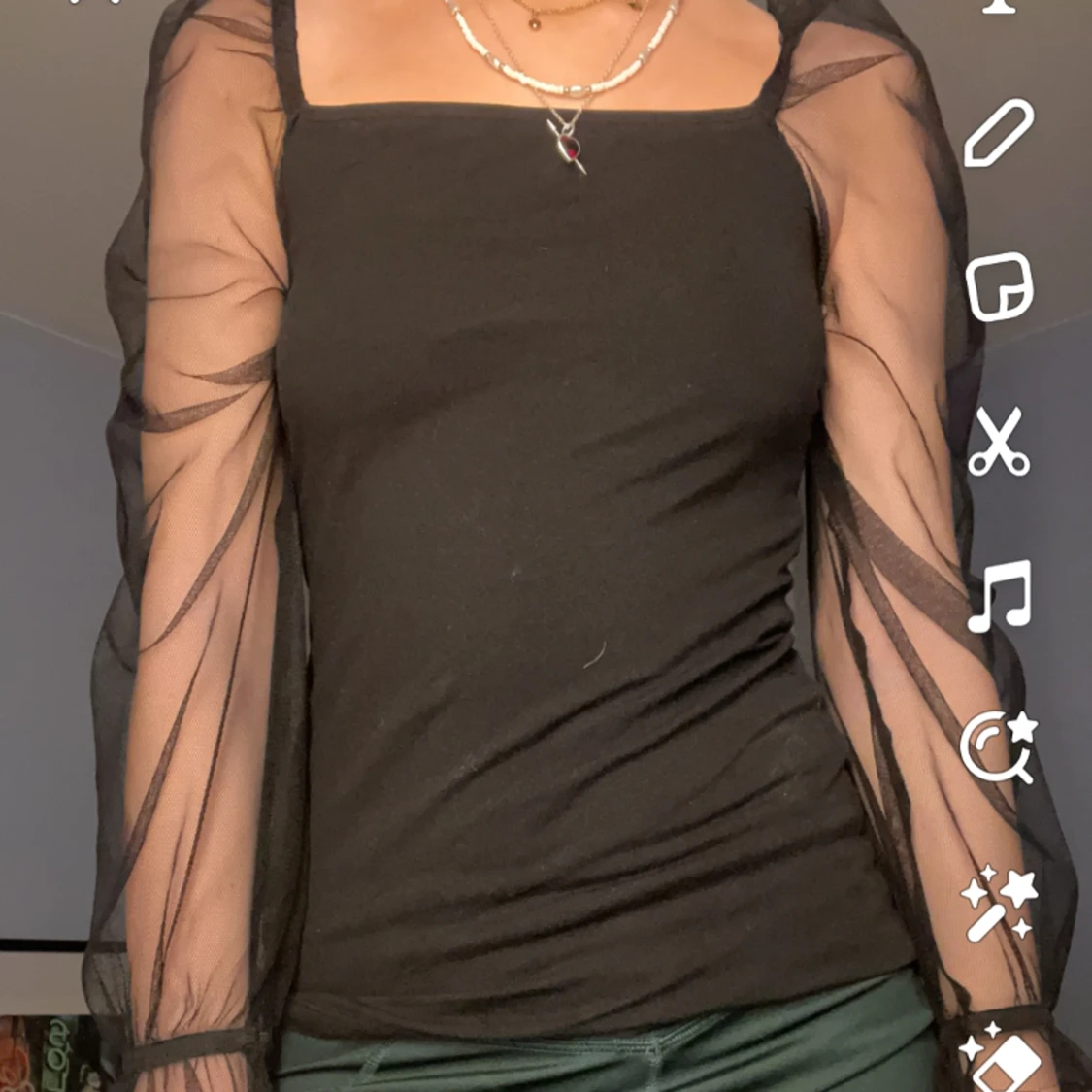 Långärmad tröja med ballongärm  - 91