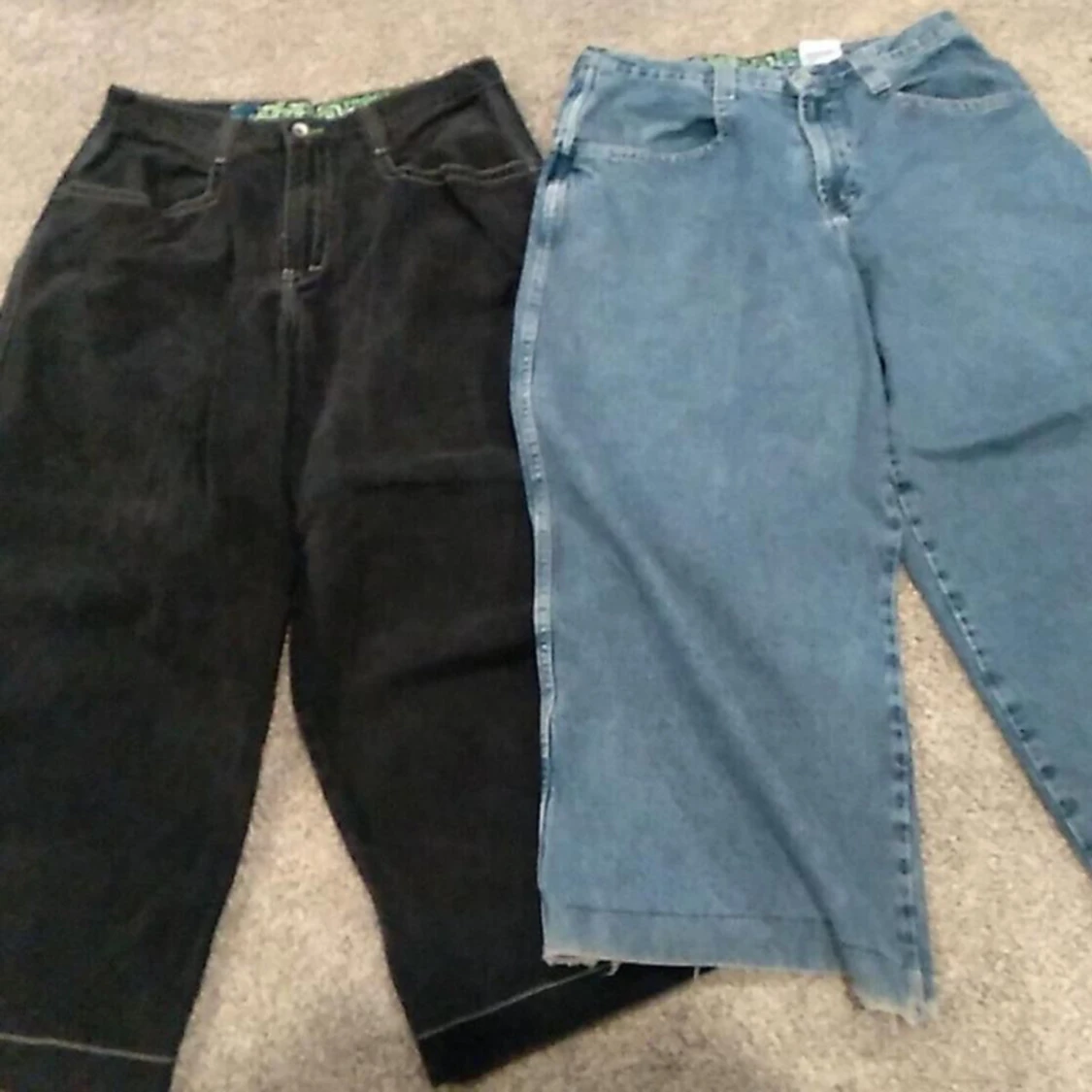 Jnco trog 324 38w 32  L 28” 2 pair bleu jeans black - 90
